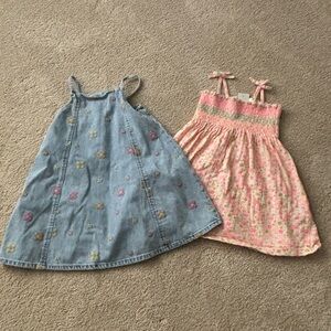 Zara Kids Denim and Pink Floral Dresses